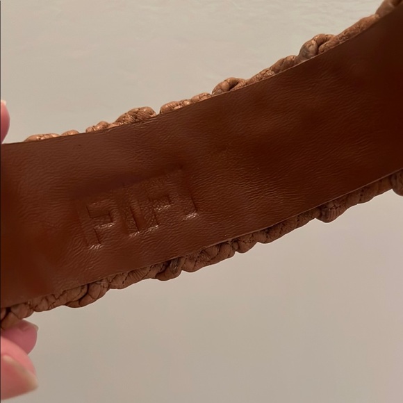 Italian Leather Handmade Headband 1.5”wide Elegant Tan Stitched Braided Headband